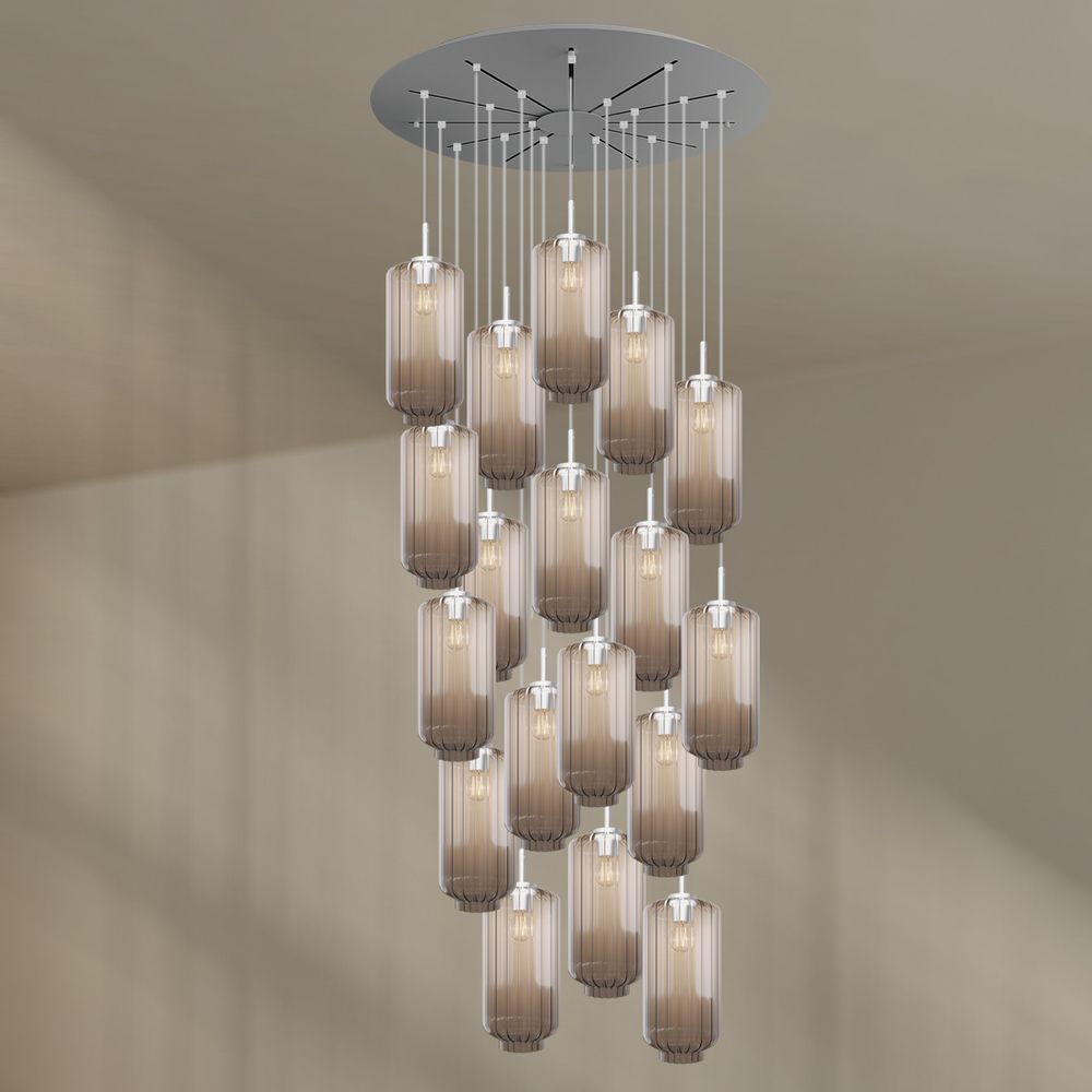 s.luce Velo Galerie-Pendelleuchte 20-flammig Ø 120cm Ø 18cm in edlem Design und harmonischer Lichtverteilung.