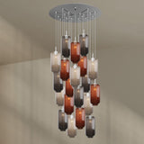 s.luce Velo Galerie-Pendelleuchte 20-flammig Ø 120cm Ø 18cm mit mundgeblasenen Glas-Pendelleuchten.