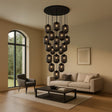 s.luce Velo 20-flammige Galerieleuchte Ø 120cm Ø 25cm im modernen Wohnzimmer mit stilvoller Beleuchtung.