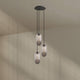 s.luce Velo Galerielampe 3-flammig Ø 40cm Baldachin Ø 18cm mit drei zeitlosen Glaspendelleuchten