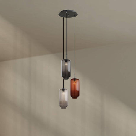 s.luce Velo Galerielampe 3-flammig Ø 40cm Baldachin Ø 18cm mit modernen Pendelleuchten.