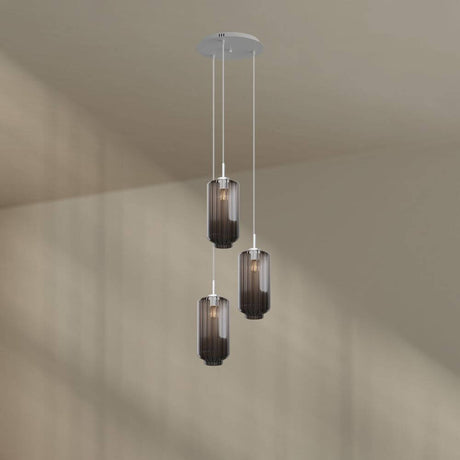s.luce Velo Galerielampe 3-flammig Ø 40cm Baldachin Ø 18cm mit eleganten Pendelleuchten und modernem Design.