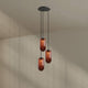 s.luce Velo Galerielampe 3-flammig Ø 40cm Baldachin Ø 18cm mit mundgeblasenen Glaspendelleuchten