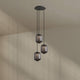 Alt Tag: s.luce Velo 3-flammige Galerielampe Ø 40cm Baldachin Ø 25cm – dreiflammige, mundgeblasene Glas-Pendelleuchte in rauchgrau