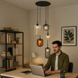 s.luce Velo Galerielampe 5-flammig Ø 60cm Baldachin Ø 18/20/25cm im modernen Wohnraum