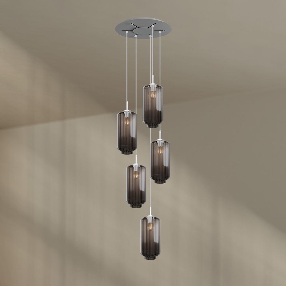 s.luce Velo gallery light a 5 fiamme Ø 60cm baldacchino Ø 18cm
