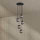 s.luce Velo 5-flammige Galerieleuchte Ø 60cm Baldachin Ø 20cm mit eleganten Glaspendeln