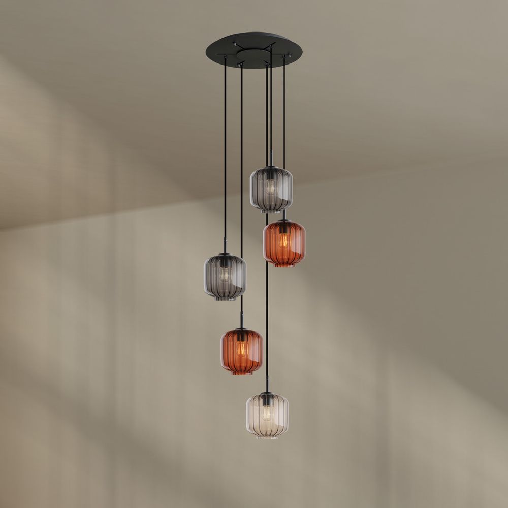 s.luce Velo 5-lichts galerielamp Ø 60cm kap Ø 20cm