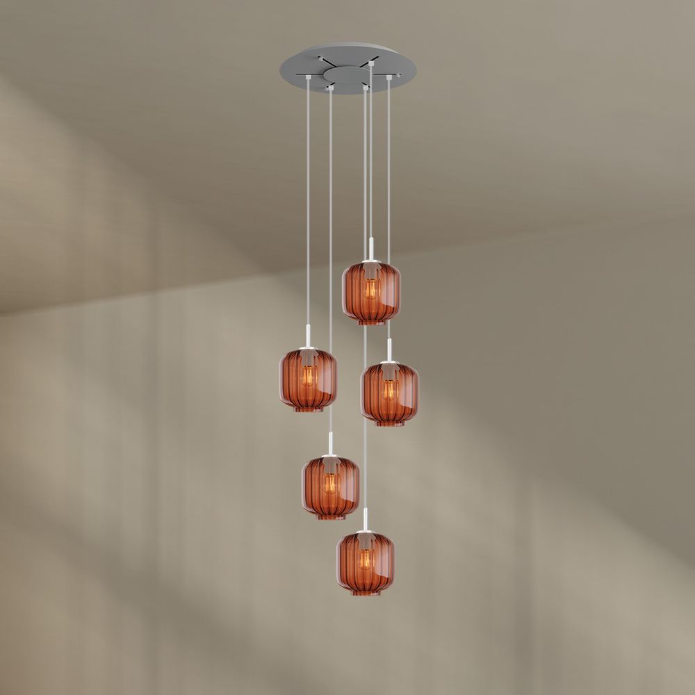s.luce Velo 5-lichts galerielamp Ø 60cm kap Ø 20cm