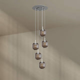 s.luce Velo 5-flammige Galerieleuchte mit eleganten Glaspendeln und hochwertigem Baldachin