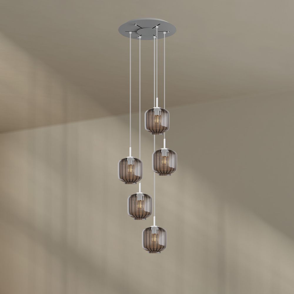s.luce Velo 5-lichts galerielamp Ø 60cm kap Ø 20cm