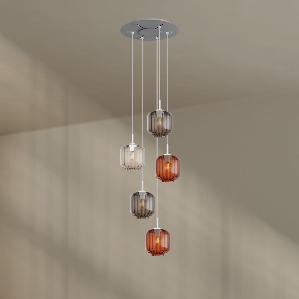 s.luce Velo 5-lichts galerielamp Ø 60cm kap Ø 20cm