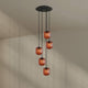 s.luce Velo 5-flammige Galerieleuchte Ø 60cm Baldachin Ø 20cm mit fünf eleganten Glasspendel.