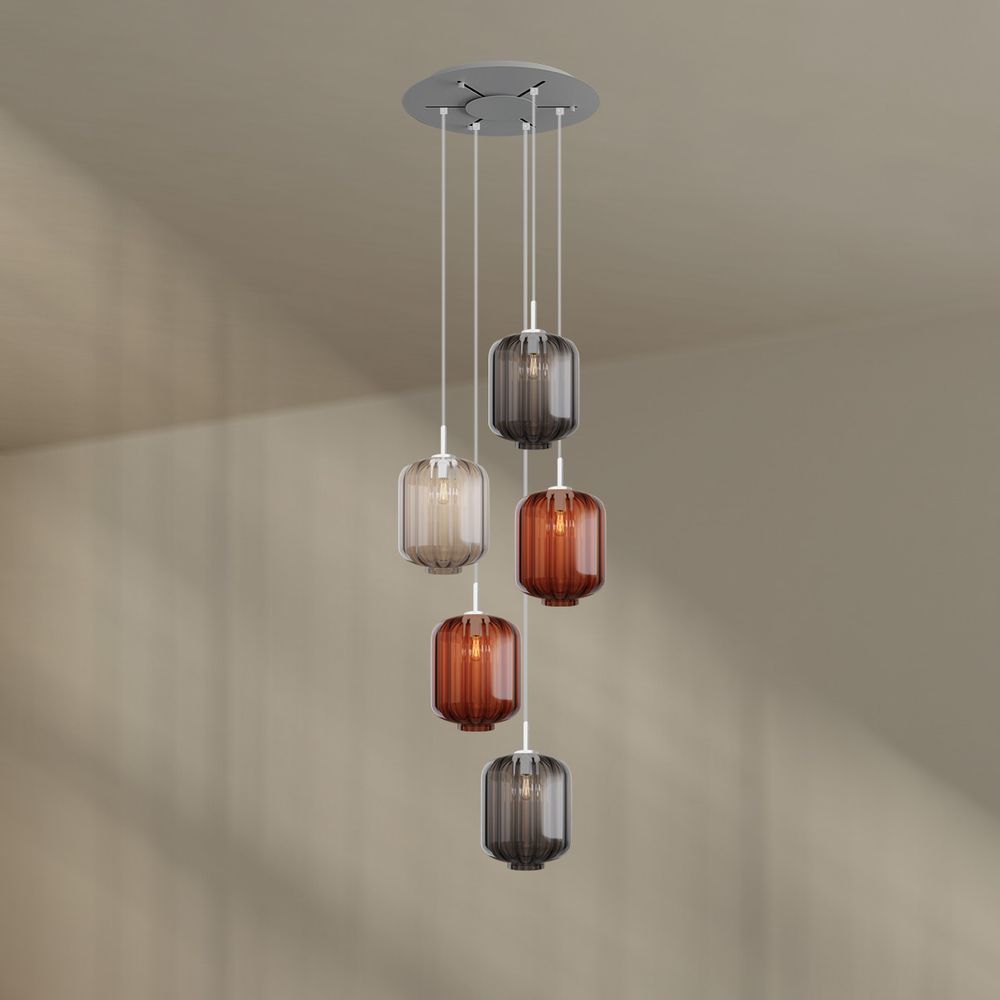 s.luce Velo gallery hanglamp 5-lichts Ø 60cm baldakijn Ø 25cm