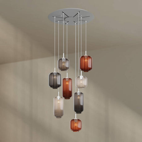 s.luce Lampe de galerie Velo 8 flammes Ø 80cm Baldaquin Ø 18/20/25cm