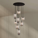 s.luce Velo 8-flammige Galerieleuchte mit mundgeblasenem Glas, ideal für hohe Räume und stilvolle Beleuchtung.