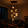 s.luce Velo Galerieleuchte 8-flammig Ø 80cm Baldachin Ø 18/20/25cm in stilvollem Wohnbereich mit warmem Licht.