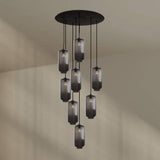 s.luce Velo 8-flammige Galerieleuchte mit stilvollem Design und mundgeblasenem Glas, ideal für hohe Räume.