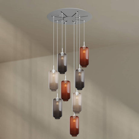 s.luce Velo 8-flammige Galerieleuchte Ø 80cm Baldachin Ø 18cm modern design mit eleganten Pendelleuchten