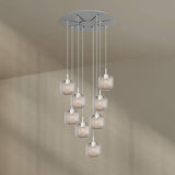 s.luce Velo Galerielampe mit 8 Pendelleuchten aus Glas, Baldachin Ø 20cm, ideal für hohe Räume sowie Galerien.