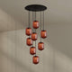 s.luce Velo 8-flammige Galerielampe Ø 80cm Baldachin Ø 25cm mit Pendelleuchten aus mundgeblasenem Glas.