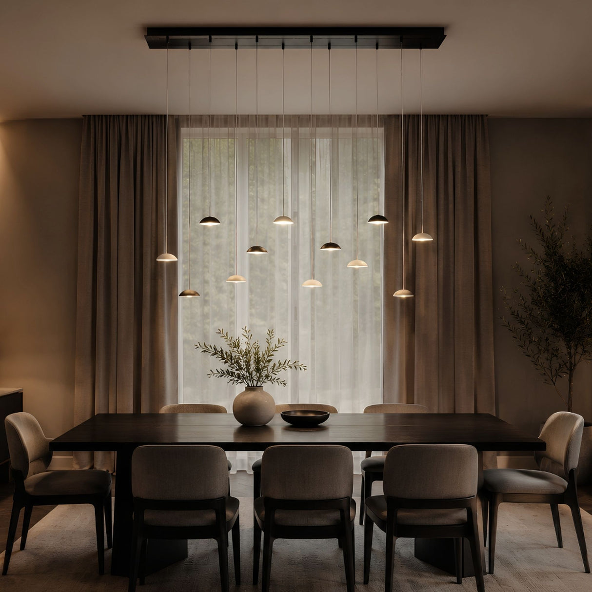 s.luce Santa Air LED lampada per sala da pranzo a 12 luci 200cm a 3 file