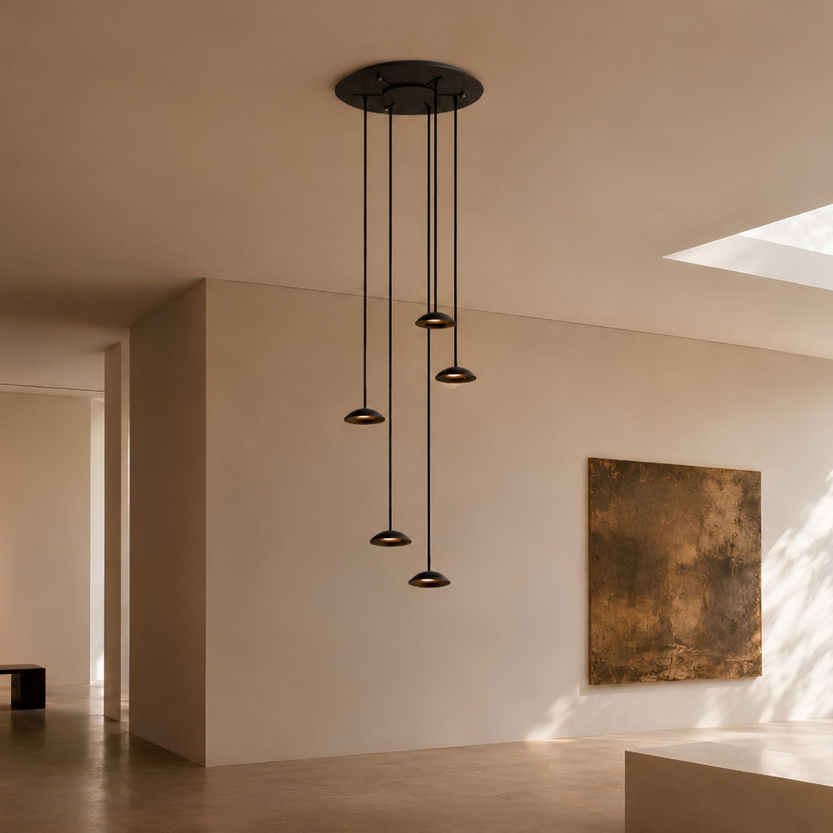 s.luce Santa Air LED eetkamer hanglamp 5-vlam Ø 60cm baldakijn