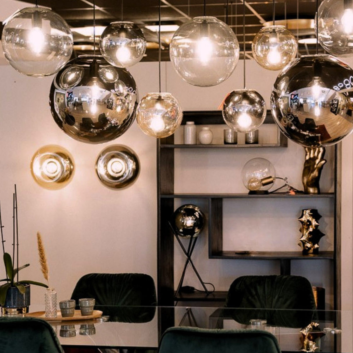 s.luce Orb glazen bol hanglamp 150cm ophanging zwart
