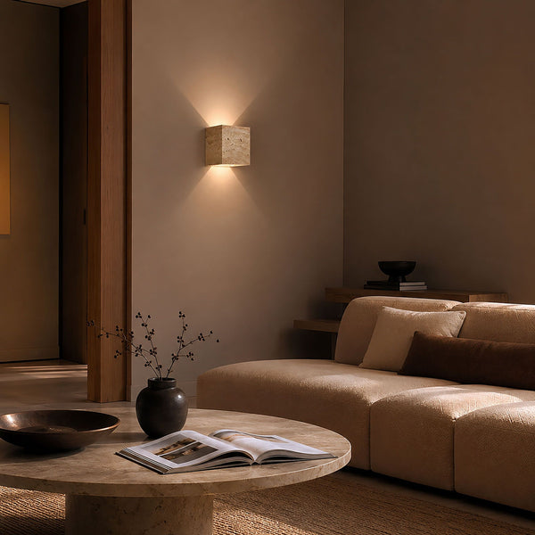 s.luce Travea LED wandlamp van travertijnsteen 