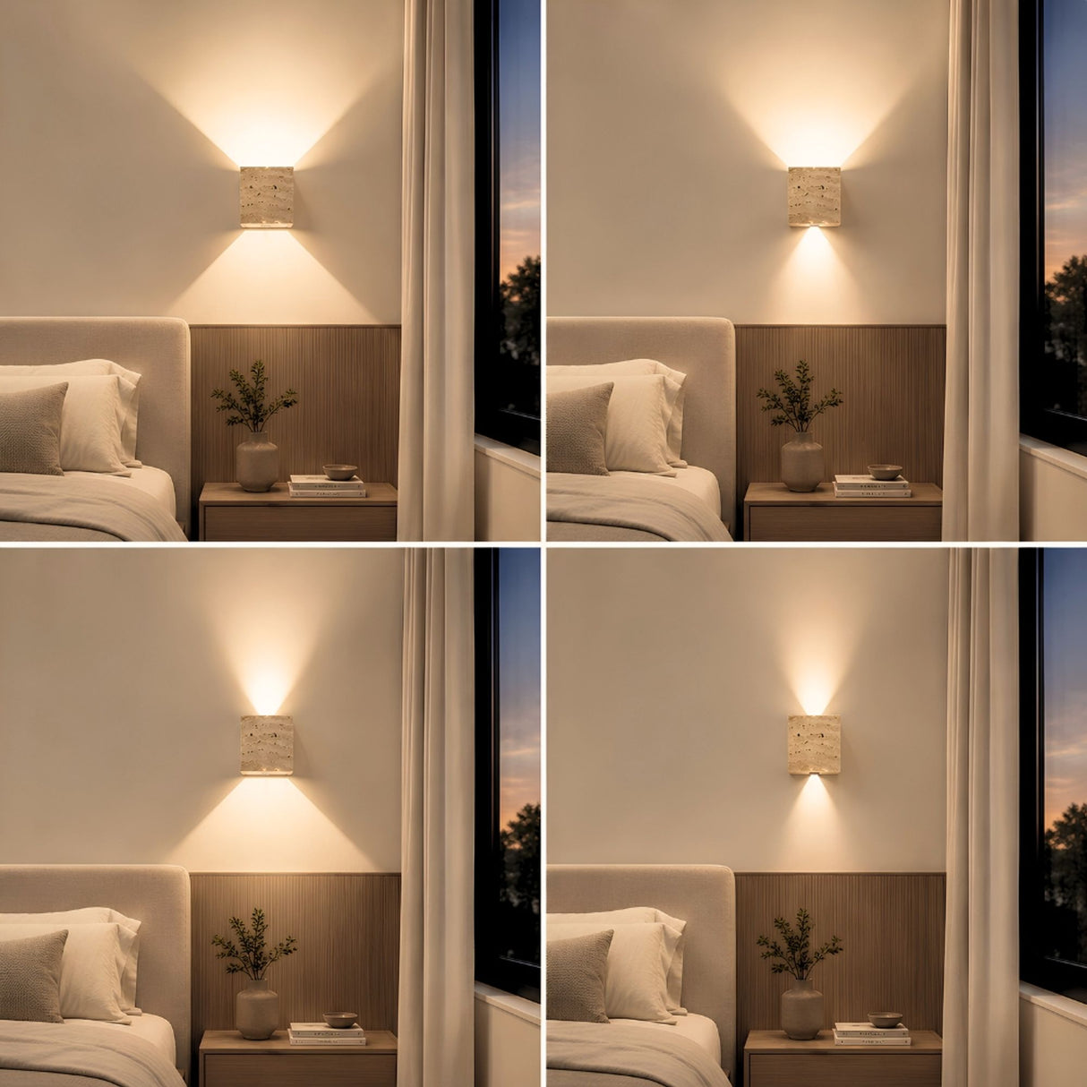 s.luce Travea LED Wandleuchte aus Travertin-Stein