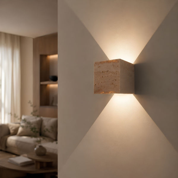 s.luce Travea LED wandlamp van travertijnsteen 