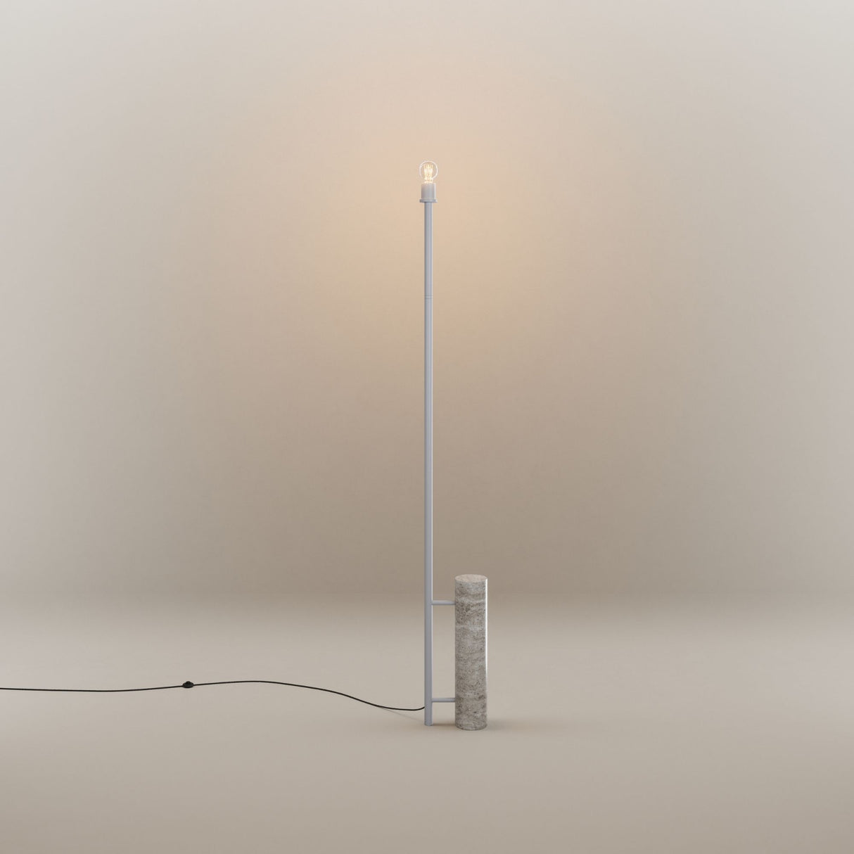 s.luce Cruet Stehleuchte Travertin-Stein 180cm Weiß