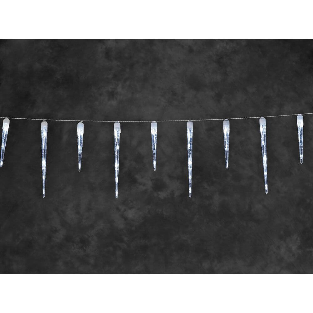 LED Eiszapfen Lichtervorhang 32 Zapfen 48 Kaltweiße Dioden IP44 dekorative Lichter für festliche Winterdekoration.