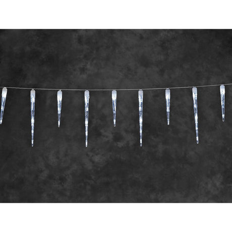 LED Icicle light curtain 32 icicles 48 cool white diodes IP44 decorative lights for festive winter decoration.