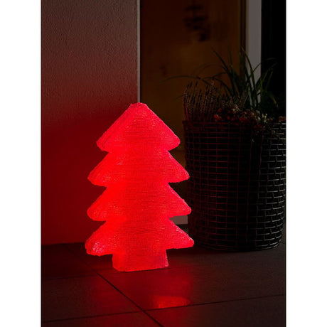 LED Acrylic Christmas tree with 6 color-changing functions, 42 RGB diodes, 12V IP44 in red color, decoratively lit.