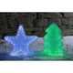 LED Acryl Tannenbaum mit 6 Farbwechselfunktionen 42 RGB Dioden 12V IP44 und leuchtender Stern auf Schnee.