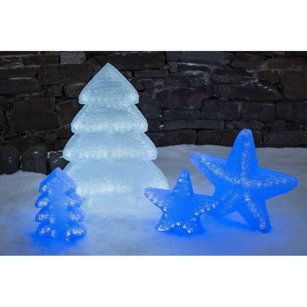 LED Acryl Tannenbaum mit 6 Farbwechselfunktionen 42 RGB Dioden 12V IP44 in Winterdekoration mit blauen Lichtern