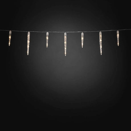 LED Icicle light curtain 32 drops with multifunction 96 warm white diodes IP44 on a black background.