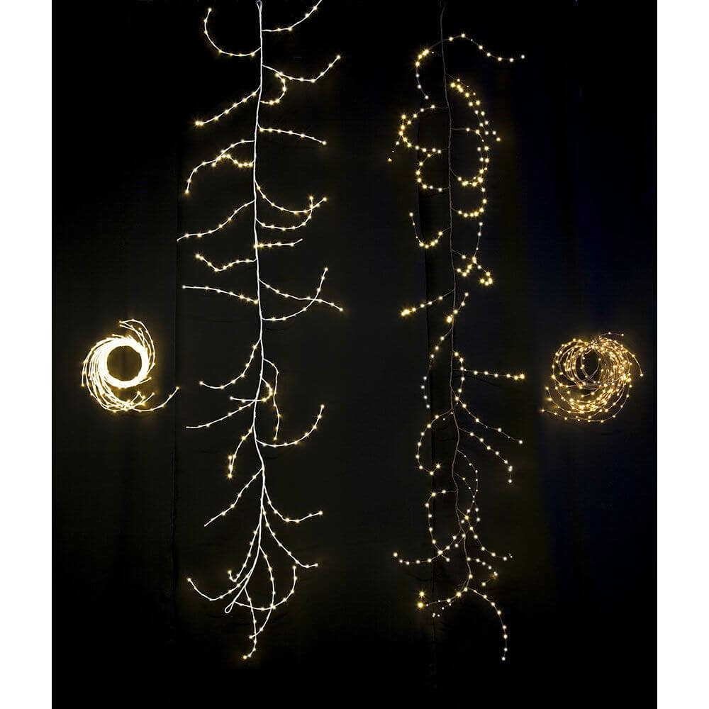 LED Dekoration variabel als Lichterkranz Lichtergirlande braun 240 Warmweiße Dioden IP44 in verschiedenen Designs