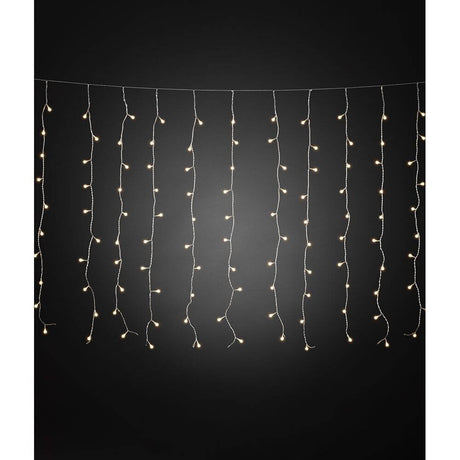 LED Curtain of lights with white globes 200 warm white diodes IP44 - warm lights for festive decoration.