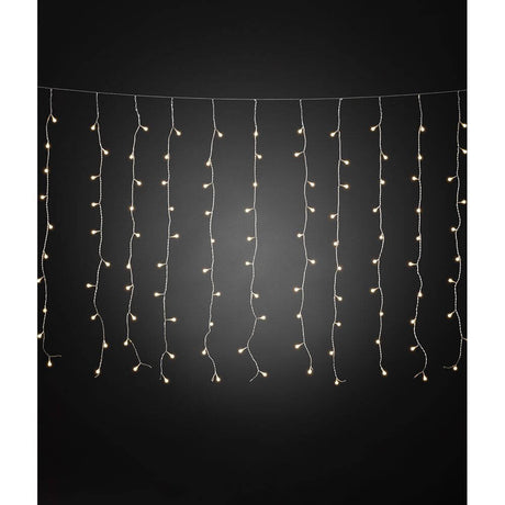 LED Light curtain with white globes 400 warm white diodes IP44 on a black background.