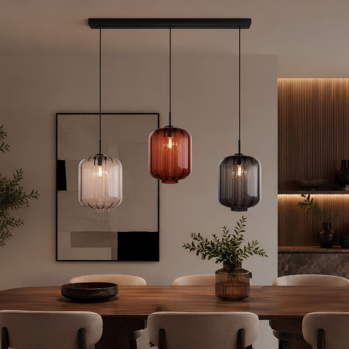 s.luce Velo spisebordslampe 3-lys baldakin 120cm Ø 25cm