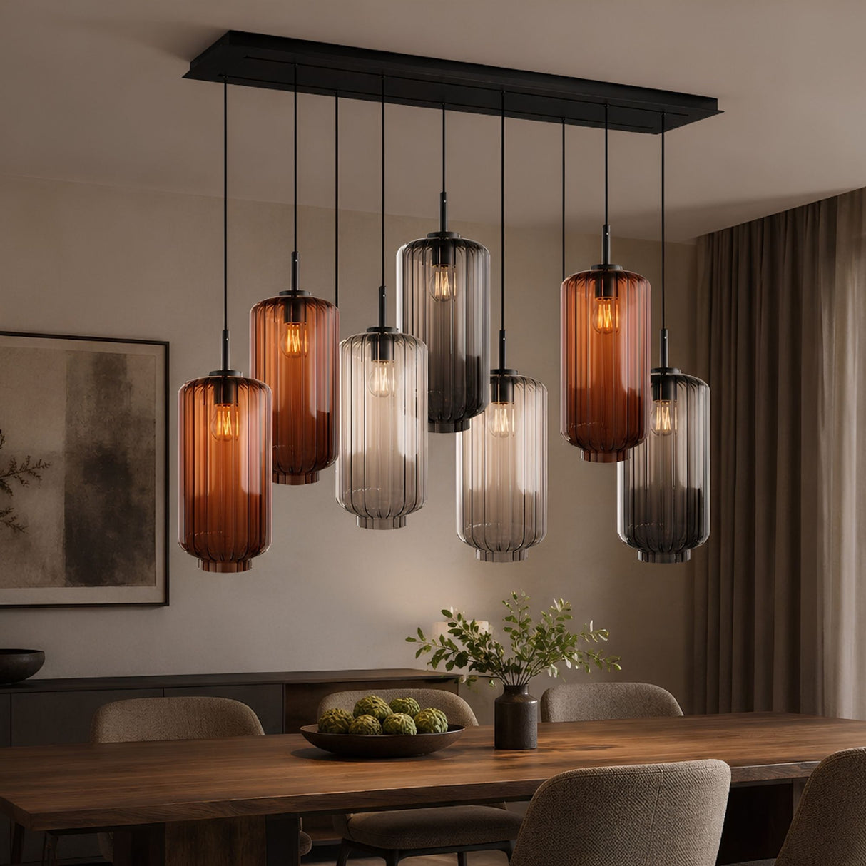 s.luce Velo spisebordslampe 8-lys 160cm 2-rækket Ø 18cm