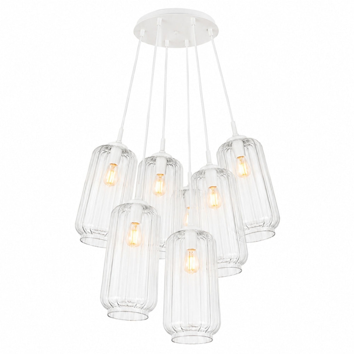 s.luce Velo Cluster glas-pendellampe med 7 lyskilder 7x18 cm 