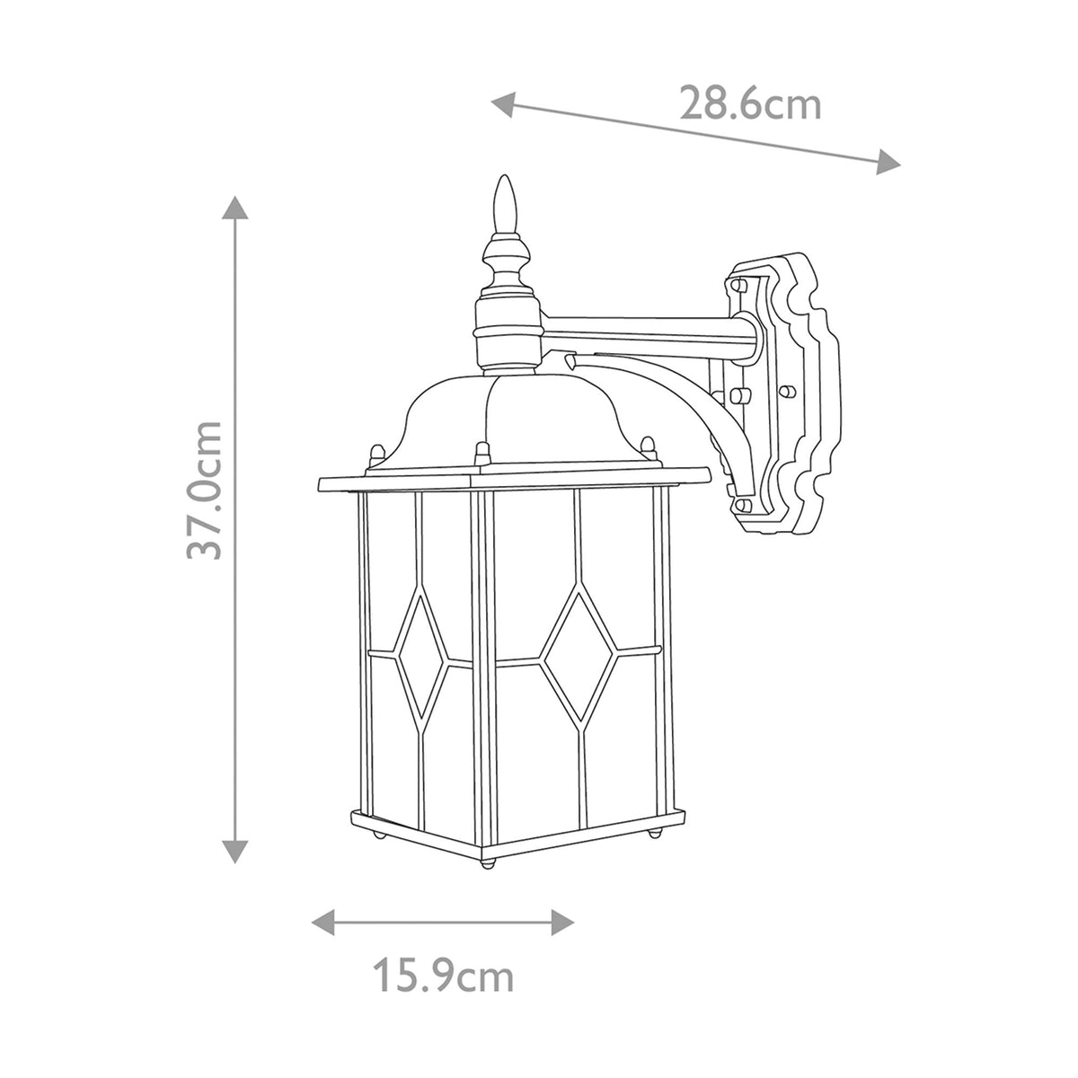 Lanterna de parede exterior Wexford 1 luz Prateada 37 cm (5)