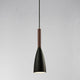 Pendelleuchte Pure Schwarz, Walnuss - moderne Lampe mit schwarzem Metall und Walnuss-Holz.